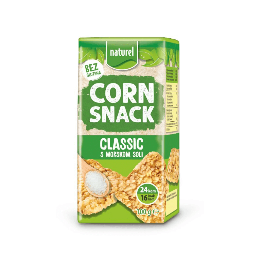 NATUREL CORN SNACK CLASSIC – S MORSKOM SOLI 100 G (ČETVRTASTI)